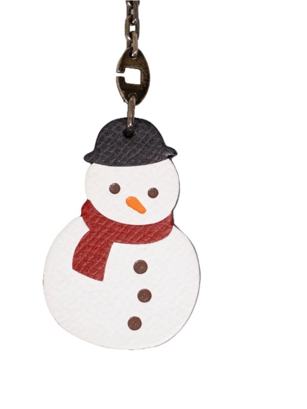 Hermes Snowman Leather Keyring/Bag Charm in White, Red, Black